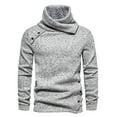 thumbnail image 1 of JGGSPWM Men's Knitted Turtleneck Sweaters with Buckle Shawl Collar Pullover Tops Winter Warm Casual Jumper Blouse Gray L, 1 of 6