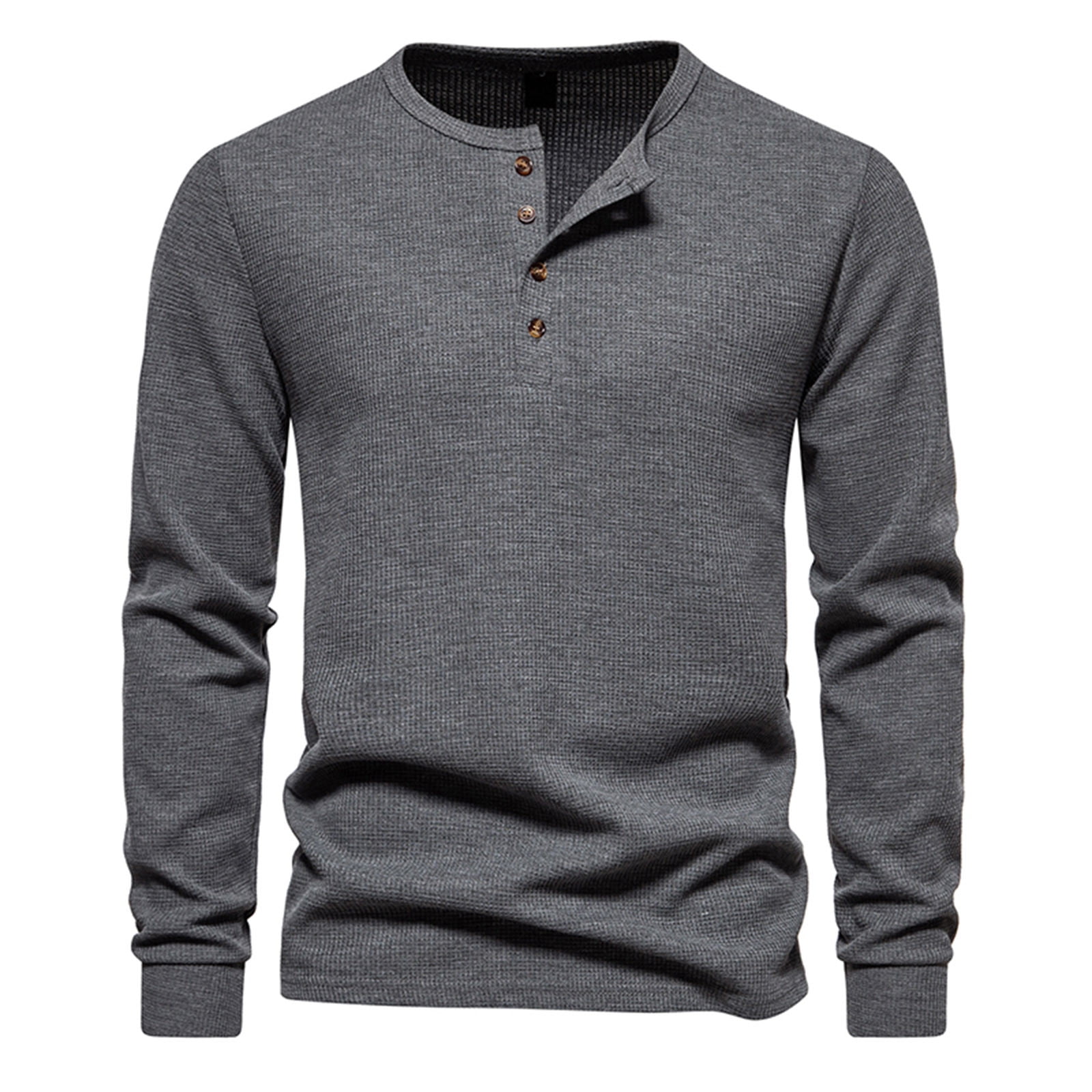Button Up Round Neck Long Sleeve Shirt