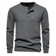 thumbnail image 1 of JGGSPWM Men's Waffle Pullover Long Sleeve Henley Tops Casual Button up Round Neck Knit Sweater Shirt Dark Gray XXL, 1 of 5