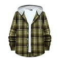 thumbnail image 1 of JGGSPWM Mens Buffalo Plaid Shirt Hooded Flannel Blouse Plaid Hoodies Long Sleeve Casual Jacket Coat Drawstring Button Down Fall Spring Outwear Tops Sweatshirts Green S, 1 of 9