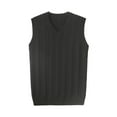 thumbnail image 1 of JGGSPWM Mens V Neck Solid Cable Knit Plus Size Sweaters Winter Casual Sleeveless Classic Fit Vest Black XL, 1 of 9