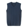 thumbnail image 1 of JGGSPWM Mens V Neck Solid Cable Knit Plus Size Sweaters Winter Casual Sleeveless Classic Fit Vest Blue XXL, 1 of 9