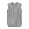 thumbnail image 1 of JGGSPWM Mens V Neck Solid Cable Knit Plus Size Sweaters Winter Casual Sleeveless Classic Fit Vest Gray L, 1 of 9