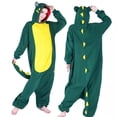 thumbnail image 1 of JGGSPWM One Piece Pajamas Fall Winter Fleece Animal Loungewear Adult Soft Comfortable Jumpsuit for Women and Men Green L, 1 of 2