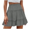thumbnail image 1 of JGGSPWM Pleated Mini Skirt for Women High Waist Flowy Ruffle Layered Flared Trendy Spring Summer Short Eyelet Solid A Line Skirts Gray M, 1 of 6