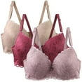 thumbnail image 1 of JGGSPWM Plus Size Bras，Lace Bras for Women Full Coverage, Push up Underwire,Back Smoothing Bra，Everyday Bras for Women 3 Pack Multicolor XXL, 1 of 8