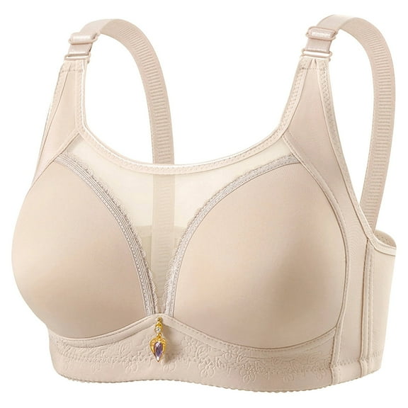 JGGSPWM Plus Size Everyday Bras for Women Breathable Mesh No Underwire Full Coverage Comfortable Unlined Wirefree T-Shirt Bra Gray 44