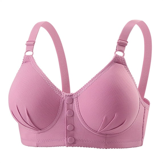 JGGSPWM Plus Size Everyday Bras for Women Front Closure No Underwire Full Coverage Comfortable Unlined Wirefree T-Shirt Bra Purple 38