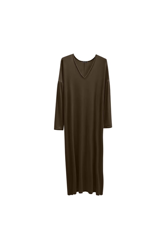 Plus Size Nightgowns for Women V Neck Long Sleeve Solid Color Lightweight Nightshirts Comfy Casual Fall Loungewear Green XXL