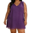 thumbnail image 1 of JGGSPWM Plus Size Silk Satin Tank Tops for Women V Neck Casual Cami Chiffon Sleeveless Blouses Summer Basic Camisole Purple XXXXL, 1 of 7