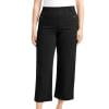 JGGSPWM Plus Size Vintage High-Waist Wide Leg Crop Pants for Women Casual Straight Fit Trousers with Button Detail Black S
