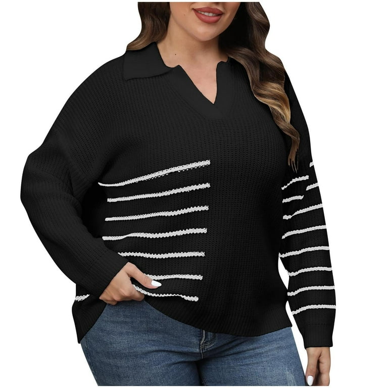V-neck Striped Colorblock Sweater V-neck Striped Colorblock Sweater