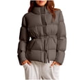 thumbnail image 1 of JGGSPWM Quilted Puffer Jackets for Women Stand Collar Warm Winter Coats Thicken Padded Down Outerwear with Adjustable Waist Brown XS, 1 of 6