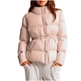 thumbnail image 1 of JGGSPWM Quilted Puffer Jackets for Women Stand Collar Warm Winter Coats Thicken Padded Down Outerwear with Adjustable Waist Pink XS, 1 of 6