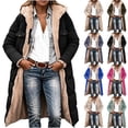 thumbnail image 1 of JGGSPWM (S-5XL) Plus Size Long Winter Coats For Women Warm Oversized Reversible Fleece Puffer Shearling Down Jackets Outerwear With Hood Pink XXXXL, 1 of 9