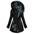 thumbnail image 1 of JGGSPWM (S-5XL) Women's Plus Size Solid Color Thickened Warm Winter Fleece Jacket Fashion Long Sleeved Hooded Casual Long Jacket Coat Black M, 1 of 9