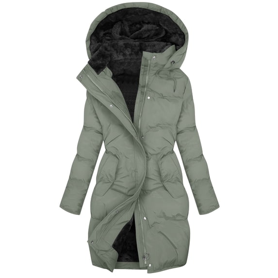 JGGSPWM (S-5XL) Women's Plus Size Waterproof Winter Coat Solid Color Warm Long Puffer Jackets with Hood Thicken Parka Gray S