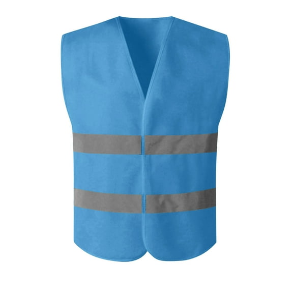 JGGSPWM Safety Vests Reflective Tank Construction Garden At Night Protective Yellow Reflective Neon Silver Strip High Visibility Work Vest Blue 均码