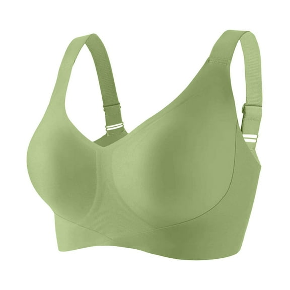 JGGSPWM Seamless Bras for Women No Underwire Comfortable Push Up Full Coverage Everyday Bra Support Solid Color Bralettes Green XXL