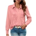 thumbnail image 1 of JGGSPWM Sequin Shirts for Women Shiny Casual Long Sleeve Button Down Glitter Blouse Lapel Patchwork Sparkly Party Tops Pink L, 1 of 8