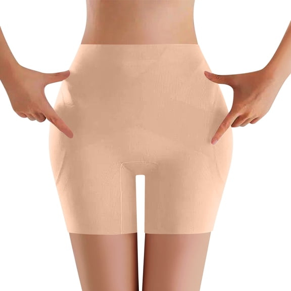 JGGSPWM Shapewear Shorts for Women Tummy Control, Seamless Body Shaper Mid Waisted Girdle Butt Lifter Shorts Beige L