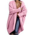 thumbnail image 1 of JGGSPWM Shawl Lapel Chunky Cardigans Sweaters for Womens Solid Twist Cable Knit Sweater Open Front Long Sleeve Pullover Casual Tops Oversized Fall Winter Jumper Pink S, 1 of 6