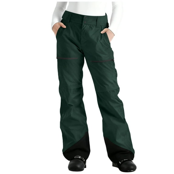 JGGSPWM Snow-Pants Womens Fashion Color Block Pocket Ski-Pant Waterproof Insulate Softshell Winter Hiking Snowboard Pants Green S