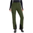 thumbnail image 1 of JGGSPWM Snow-Pants Womens Fashion Color Block Pocket Ski-Pant Waterproof Insulate Softshell Winter Hiking Snowboard Pants Green XXXL, 1 of 8