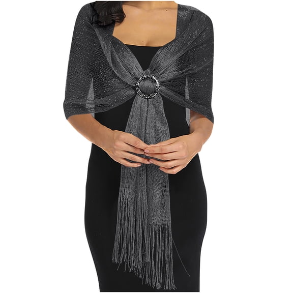 JGGSPWM Solid Color Lightweight Shawls and Wraps for Evening Dresses Womens Shawls and Wraps Dressy for Evening Wear Black Free Size