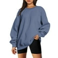 thumbnail image 1 of JGGSPWM Solid Oversized Sweatshirt Basic Solid Drop Shoulder Crewneck Long Sleeve Pullover Casual Sweatshirts Fall Winter Jumper Top Navy L, 1 of 4