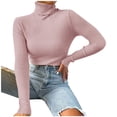 thumbnail image 1 of JGGSPWM Solid Ribbed Knit Slim Fit Sweaters for Womens Turtleneck Long Sleeve Pullover Soft Breathable Sweater Well-dressed Jumper Cotton Soft Tops Pink M, 1 of 8