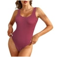 thumbnail image 1 of JGGSPWM Solid Swimsuit for Women One Piece Swimsuit Ribbed Knit Bathing Suit B-Solid-Wine L, 1 of 9