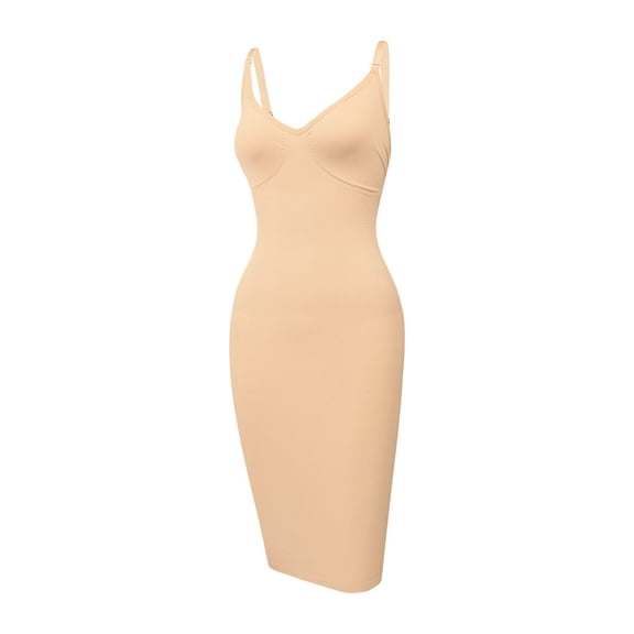 JGGSPWM Strapless Shapewear Dress Full-Slip Dress for Women Seamless Body Shaper Under Dresses Tummy Control Dress Beige XXL