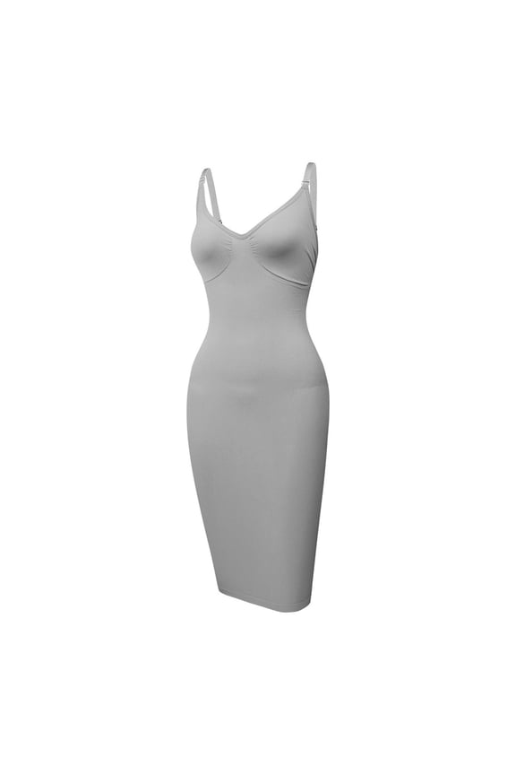 Strapless Shapewear Dress Full-Slip Dress for Women Seamless Body Shaper Under Dresses Tummy Control Dress Gray XXL