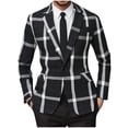 thumbnail image 1 of JGGSPWM Stripes Blazers for Men's Slim Fit Single Breasted Business Casual Suit Jacket Color Block Sports Coat Black XL, 1 of 7