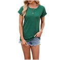 thumbnail image 1 of JGGSPWM Summer Casual Blouses for Women Short Sleeve Tunic Tops to Pair with Leggings Tshirt Shirts Green S, 1 of 4