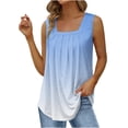 ZIJUK Women's Summer Tank Top - Loose Fit Pleated Square Neck Sleeveless Shirt (Curved Hem)