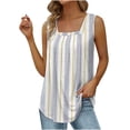 thumbnail image 1 of JGGSPWM Summer Tank Tops for Women Loose Fit Pleated Square Neck Sleeveless Tops Curved Hem Flowy Loose Fit Camisole Trendy Breathable Tees Shirts Gray#05 XXL, 1 of 5