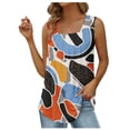 thumbnail image 1 of JGGSPWM Summer Tank Tops for Women Loose Fit Pleated Square Neck Sleeveless Tops Curved Hem Flowy Loose Fit Camisole Trendy Breathable Tees Shirts Multicolor M, 1 of 5