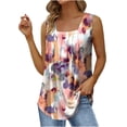 thumbnail image 1 of JGGSPWM Summer Tank Tops for Women Loose Fit Pleated Square Neck Sleeveless Tops Curved Hem Flowy Loose Fit Camisole Trendy Breathable Tees Shirts Pink XXL, 1 of 5