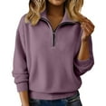thumbnail image 1 of JGGSPWM Sweater for Women Oversized Quarter Zip Pullover Top Cozy Mock Neck Long Sleeve Sweaters Fall Winter Clothing Purple S, 1 of 9
