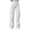 JGGSPWM Teen Girl Streetwear High-Waist Cargo Pants for Women Straight Leg Trousers with Pockets Gray 3XL