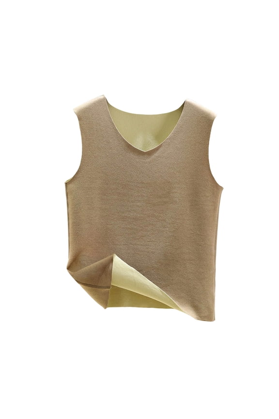 Thermal Tank Top Fleece Shirt Plus Size Camisole Solid Sleeveless Top Tunic Warm Undershirt Base Layer Women Cold Weather Yellow L