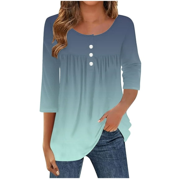 JGGSPWM Tunic Tops for Women Trendy Loose Fit Dressy Long Sleeve Shirts Womens Fashion V Neck Button Fall Top Tees Green XL