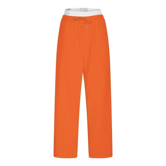JGGSPWM Unisex Sweatpants Men and Women Solid Color Athletic Baggy Straight Leg Pants Casual Drawstring Waist Fleece Joggers with Pockets Orange XXL