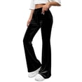 thumbnail image 1 of JGGSPWM Velvet Pants for Women High Waisted Wide Leg Stretch Elastic Waist Pull On Trousers Flare Pants Slim Fit Slacks Black M, 1 of 9