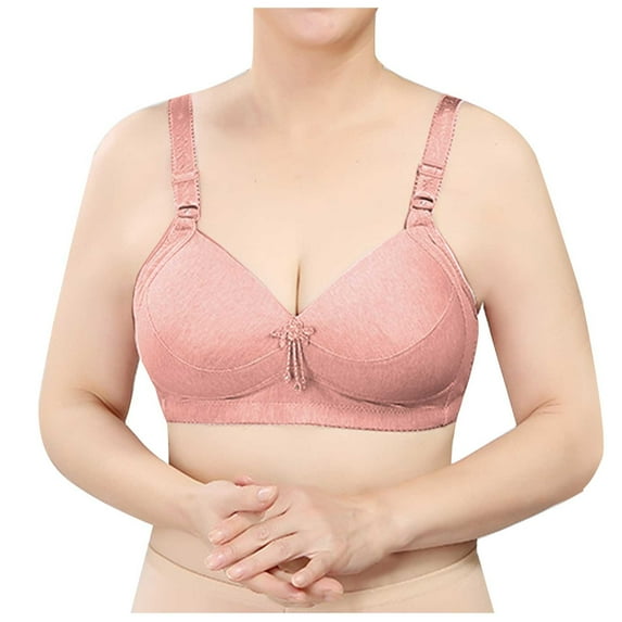 JGGSPWM Woman's Fashion Solid Comfortable Hollow Out Bra Underwear No Rims Pink S