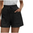 thumbnail image 1 of JGGSPWM Women Casual Cotton Shorts Drawstring Comfy Elastic Waist Shorts Summer Pull On Short with Pockets 07-Black S, 1 of 5