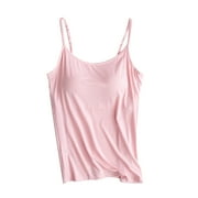 JGGSPWM Women Cotton Plus Size Camisole Shelf Bra Cami Tank Tops Adjustable Spaghetti Strap Tank Top Soft Comfy Vest Summer Basic Camisole Pink XXXL
