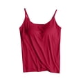 thumbnail image 1 of JGGSPWM Women Cotton Plus Size Camisole Shelf Bra Cami Tank Tops Adjustable Spaghetti Strap Tank Top Soft Comfy Vest Summer Basic Camisole Wine XXXXL, 1 of 7